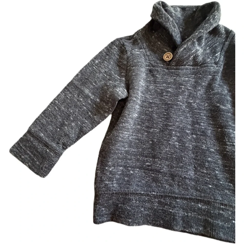 Old Navy Toddler Shawl Collar Pullover Sweater 18-24 Months Gray Marled Button